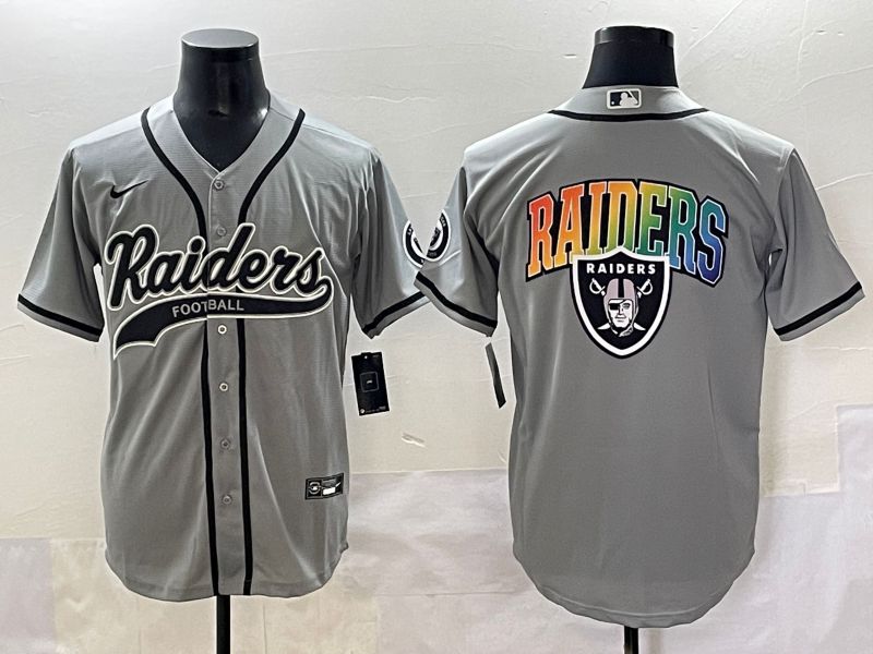 Men 2025 Oakland Raiders Blank Grey Joint Name Nike Limited NFL Jersey style 4